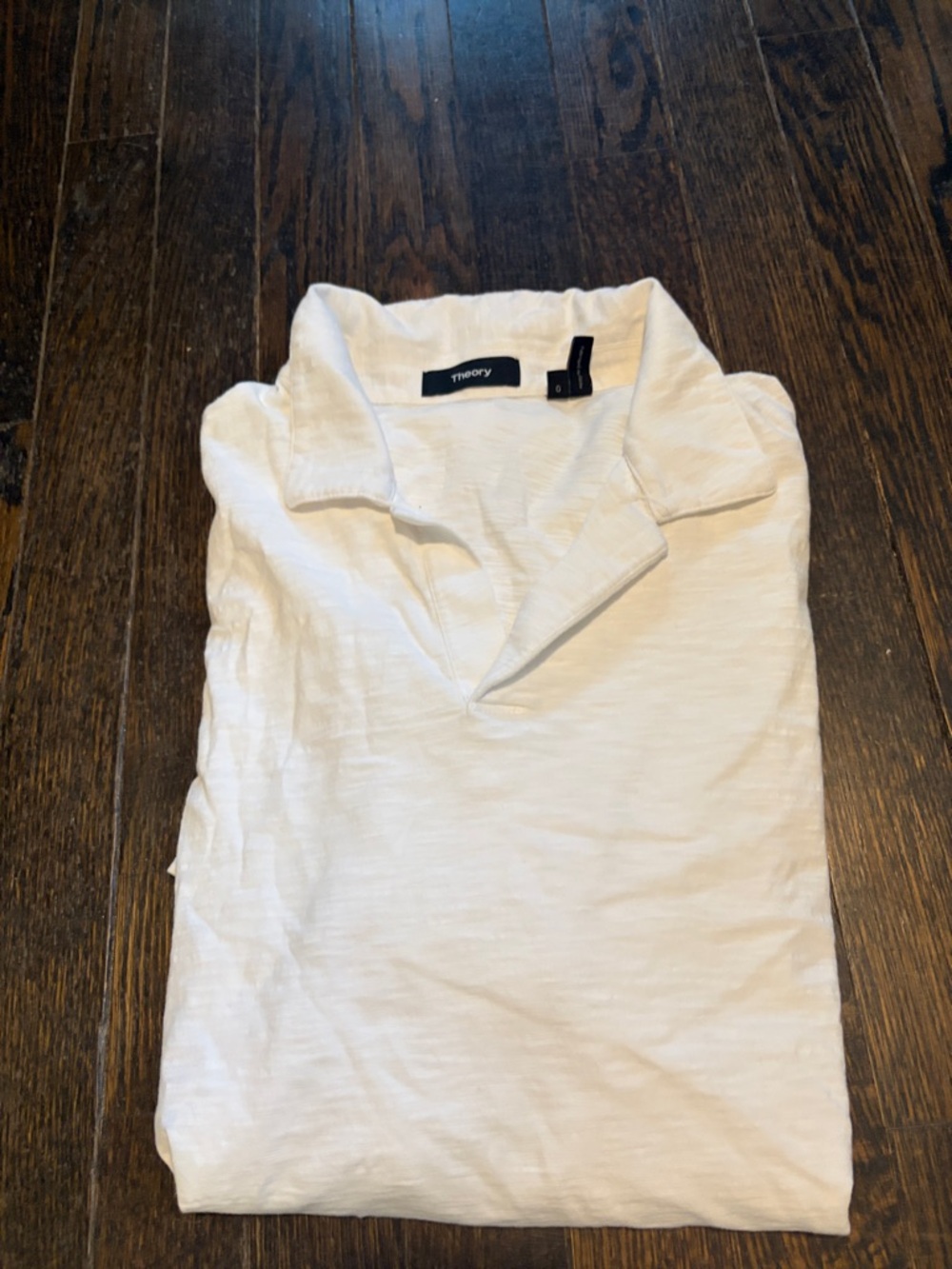 Theory White Open-Collar Polo Shirt Large